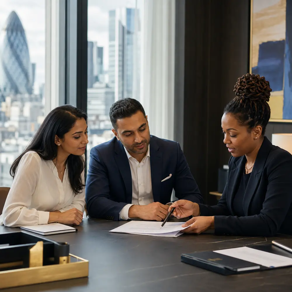 Business law solicitor reviewing a commercial agreement