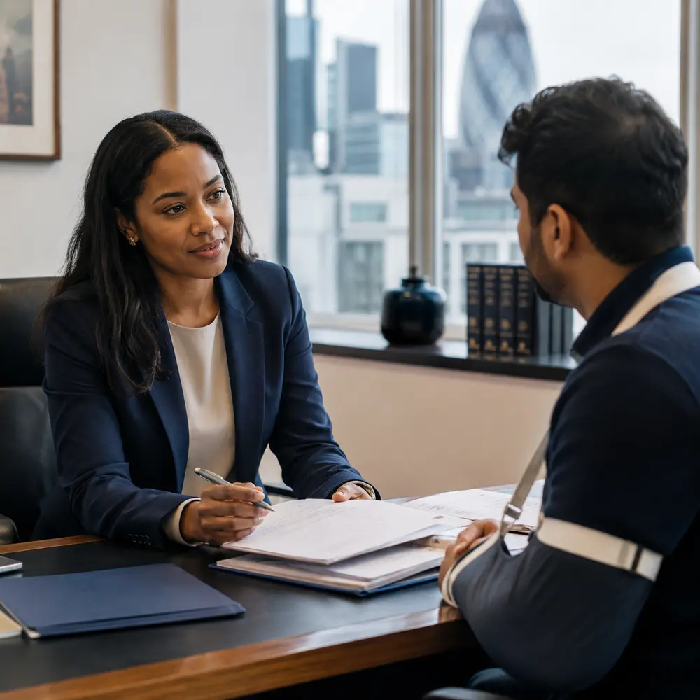 Solicitor advising a personal injury client