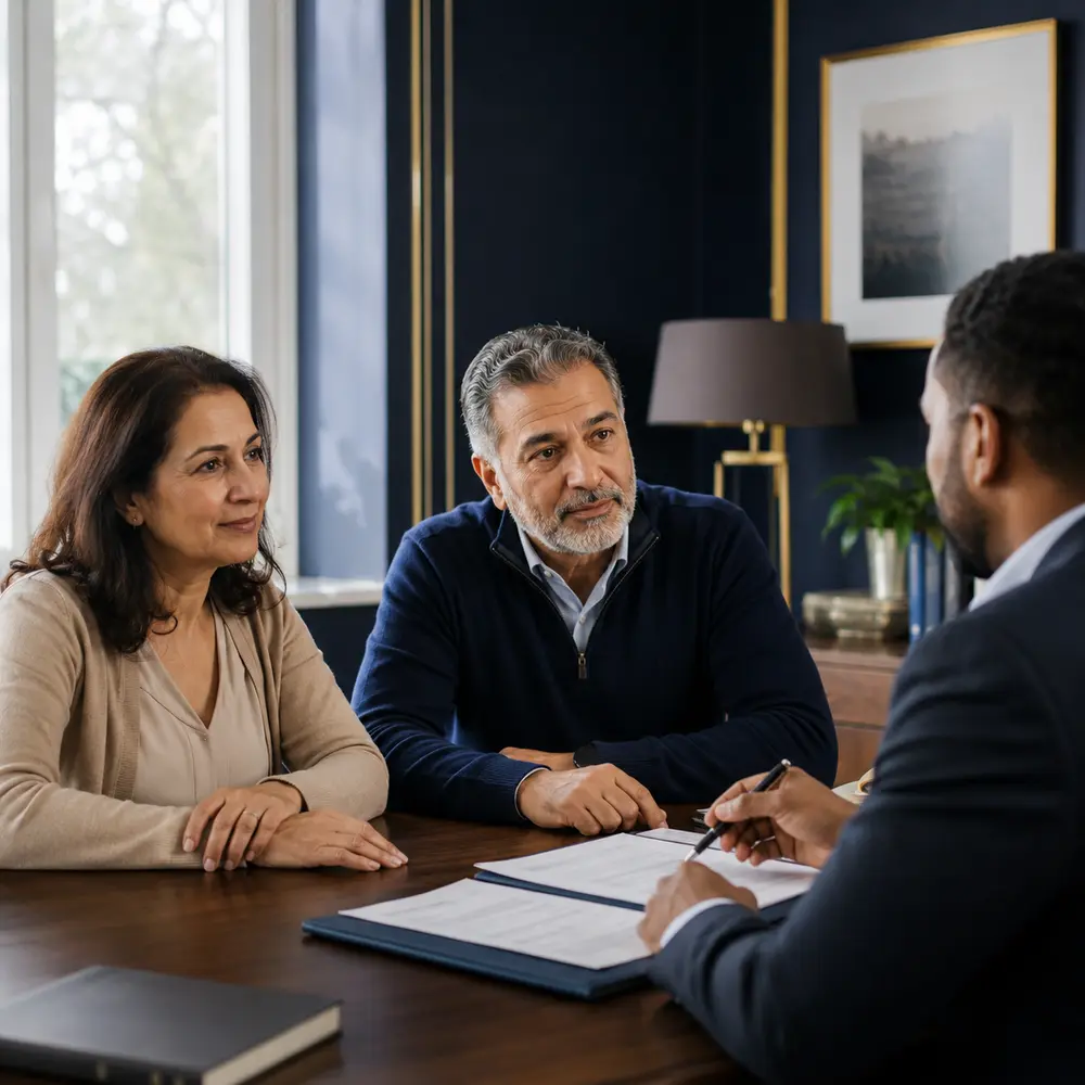 Solicitor advising clients about wills and probate